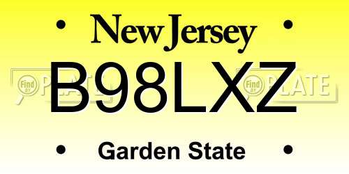 B98LXZ New Jersey License Plate