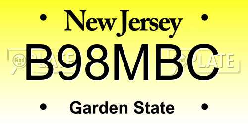 B98MBC New Jersey License Plate