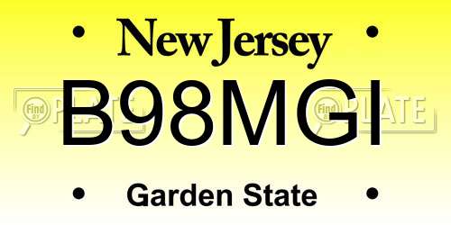 B98MGI New Jersey License Plate