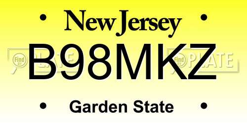 B98MKZ New Jersey License Plate
