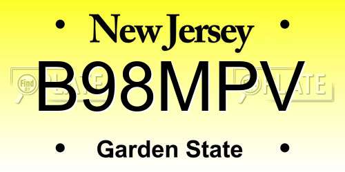 B98MPV New Jersey License Plate