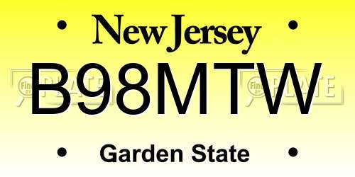 B98MTW New Jersey License Plate