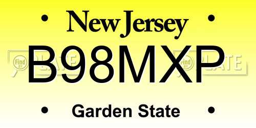 B98MXP New Jersey License Plate