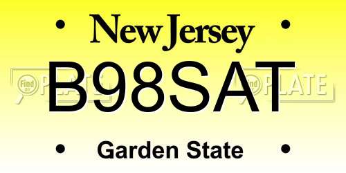 B98SAT New Jersey License Plate
