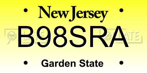 B98SRA New Jersey License Plate