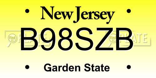 B98SZB New Jersey License Plate