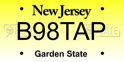 B98TAP New Jersey License Plate