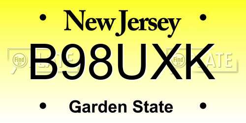 B98UXK New Jersey License Plate
