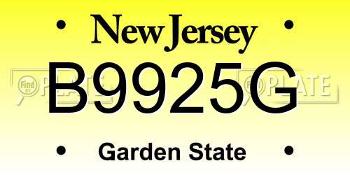B9925G New Jersey License Plate