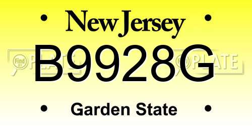 B9928G New Jersey License Plate