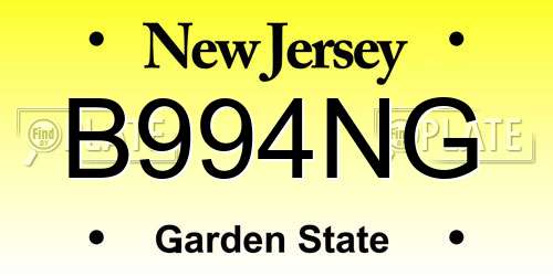 B994NG New Jersey License Plate