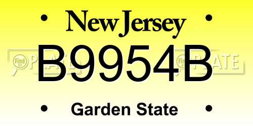 B9954B New Jersey License Plate