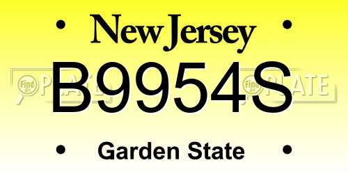 B9954S New Jersey License Plate