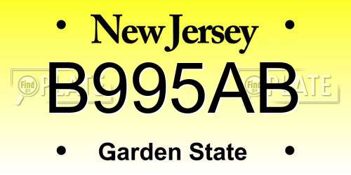 B995AB New Jersey License Plate