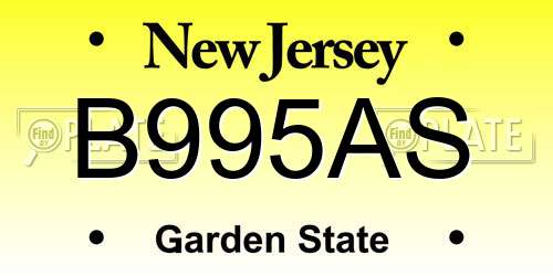 B995AS New Jersey License Plate