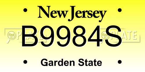 B9984S New Jersey License Plate