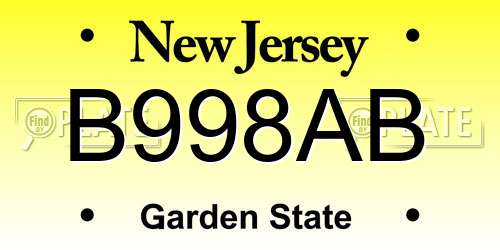 B998AB New Jersey License Plate
