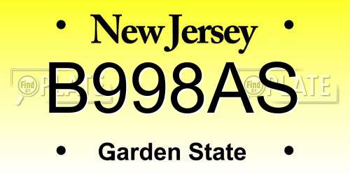 B998AS New Jersey License Plate