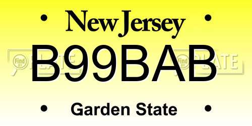 B99BAB New Jersey License Plate