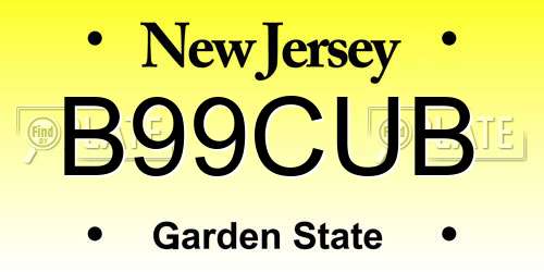 B99CUB New Jersey License Plate