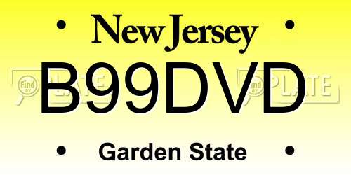 B99DVD New Jersey License Plate