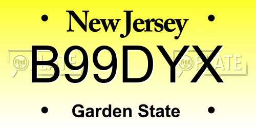 B99DYX New Jersey License Plate