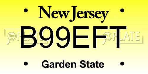 B99EFT New Jersey License Plate