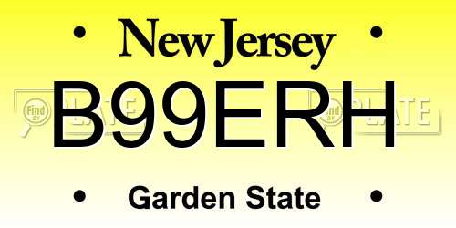 B99ERH New Jersey License Plate