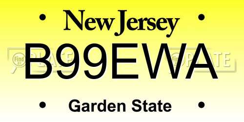 B99EWA New Jersey License Plate