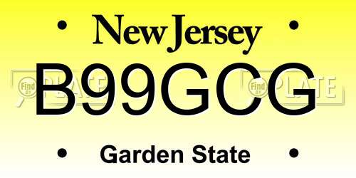 B99GCG New Jersey License Plate