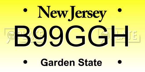 B99GGH New Jersey License Plate