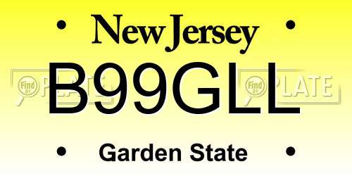B99GLL New Jersey License Plate