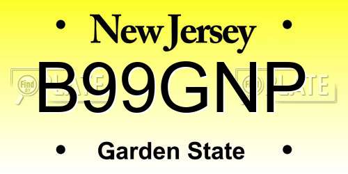 B99GNP New Jersey License Plate
