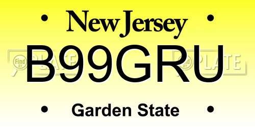 B99GRU New Jersey License Plate