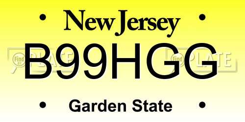 B99HGG New Jersey License Plate