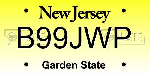 B99JWP New Jersey License Plate