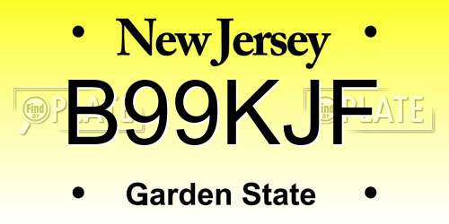 B99KJF New Jersey License Plate