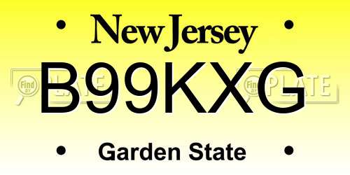 B99KXG New Jersey License Plate