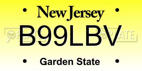 B99LBV New Jersey License Plate