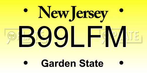 B99LFM New Jersey License Plate