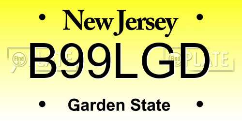 B99LGD New Jersey License Plate