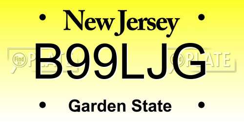 B99LJG New Jersey License Plate