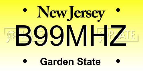 B99MHZ New Jersey License Plate