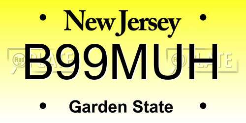 B99MUH New Jersey License Plate