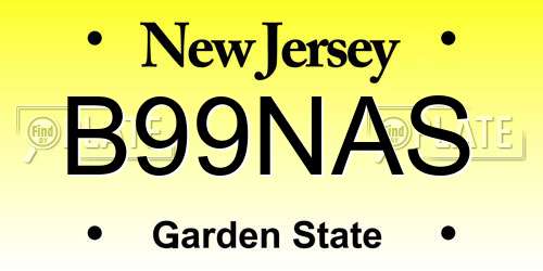 B99NAS New Jersey License Plate