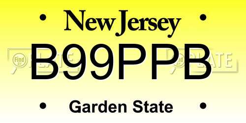B99PPB New Jersey License Plate