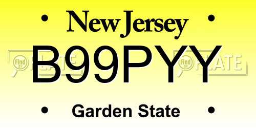B99PYY New Jersey License Plate