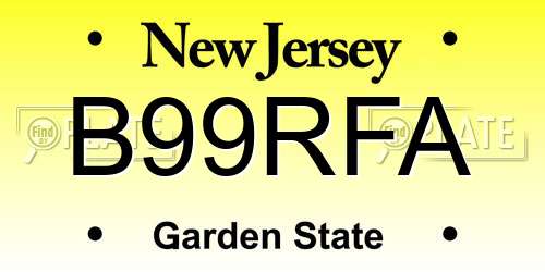 B99RFA New Jersey License Plate