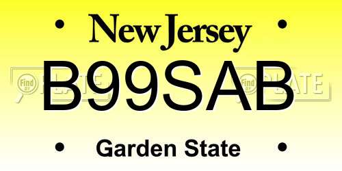 B99SAB New Jersey License Plate