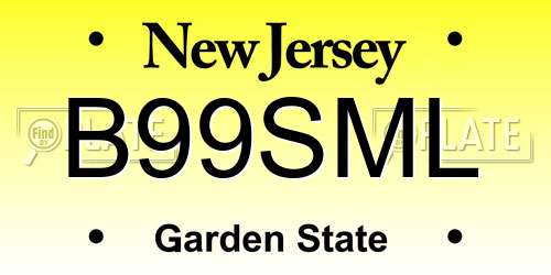 B99SML New Jersey License Plate